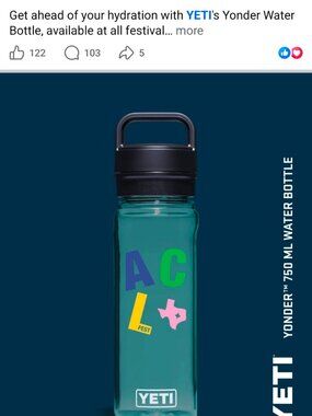 2023 ACL YETI Yonder Water Bottle 25 OZ Limited Edition